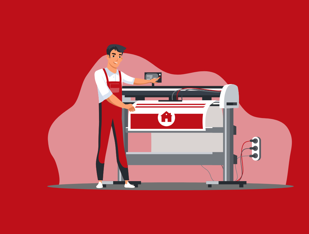 Graphic of a person printing a collateral