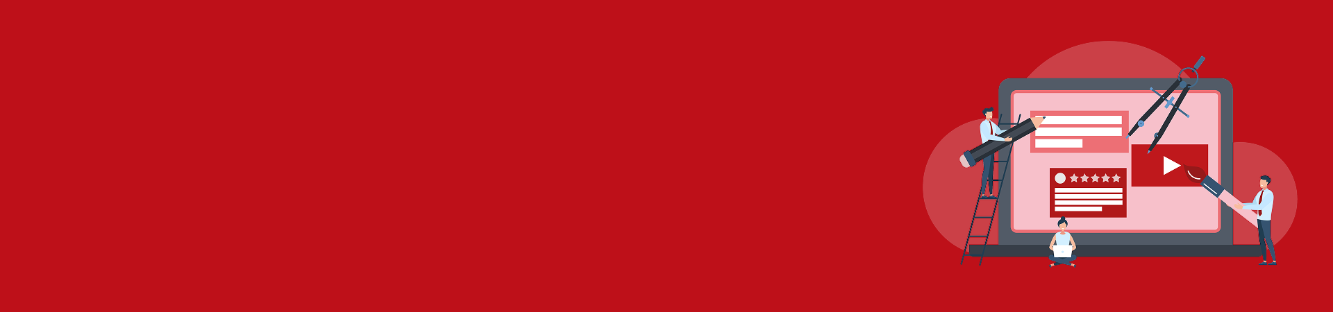 Graphic showing people creating a web page design